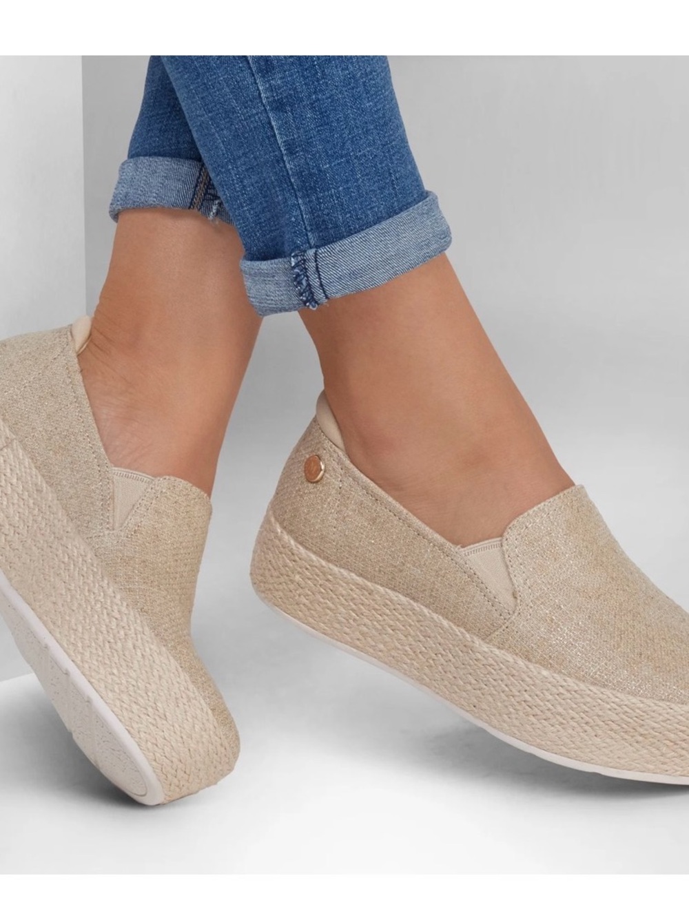 Skechers Women's Slip-On Espadrille Sneakers in Light Beige